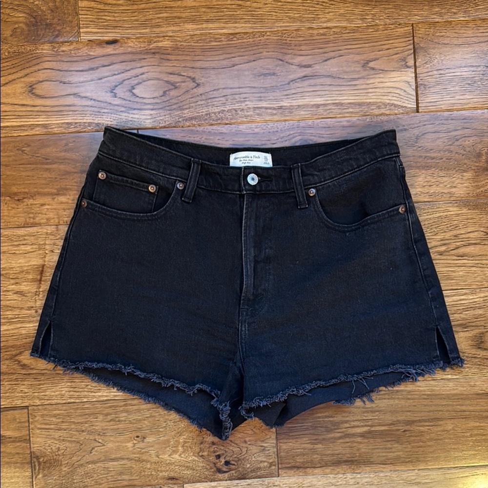 A&F Curve Love Black Denim Shorts